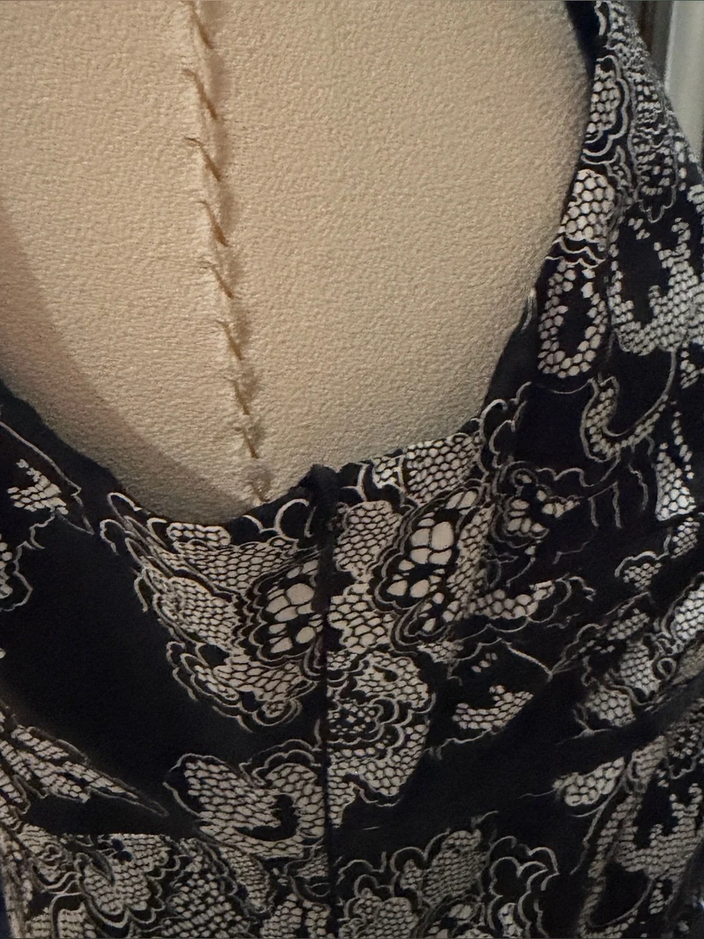 Karen Millen Black and Silver Floral Dress